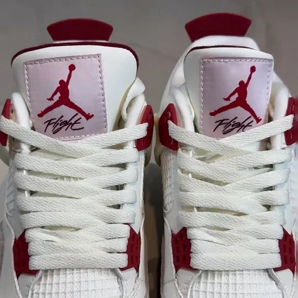 Air Jordan 4 Retro Varsity Red -Men's White/ Red Sneakers Trainers - Picture 5 of 6